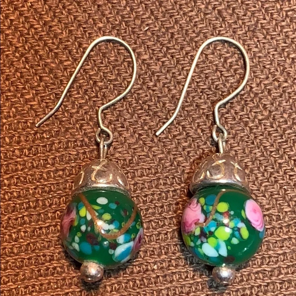 Hand-painted Murano glass bead BOHO earrings - Picture 8 of 8